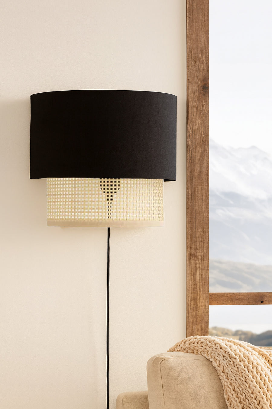 Bamboo Wall lamp for Living Room | Rattan Pendant light |Cane Webbing Wall Lamps-Audrey by Akway - Image 4