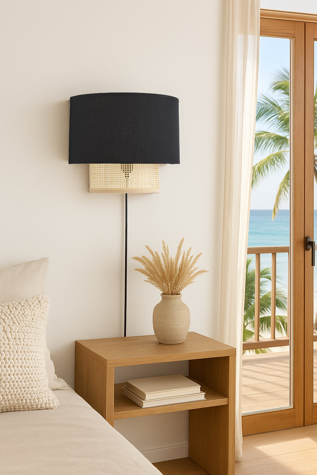 Bamboo Wall lamp for Living Room | Rattan Pendant light |Cane Webbing Wall Lamps-Audrey