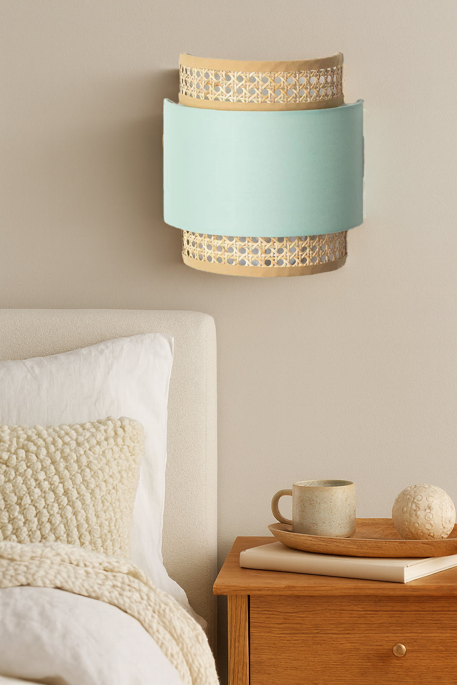 Bamboo Wall lamp for Living Room | Rattan Pendant light |Cane Webbing Wall Lamps-Auria by Akway - Image 2
