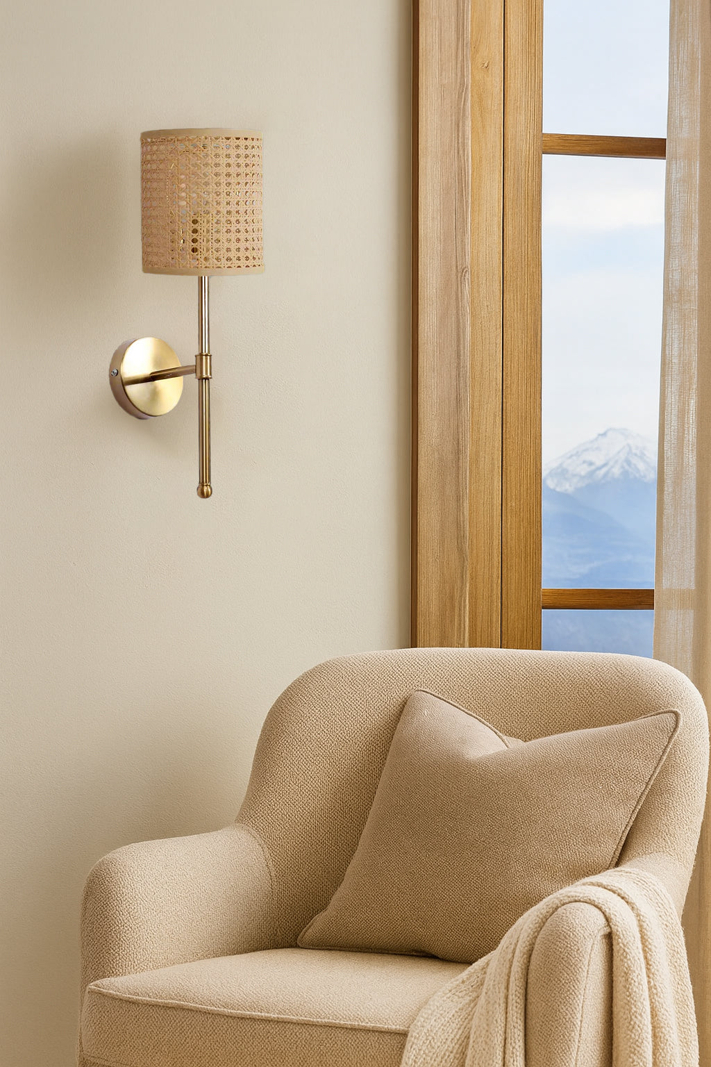 Rattan Wall Lamp For Living Room | Cane Wall Light - Avni