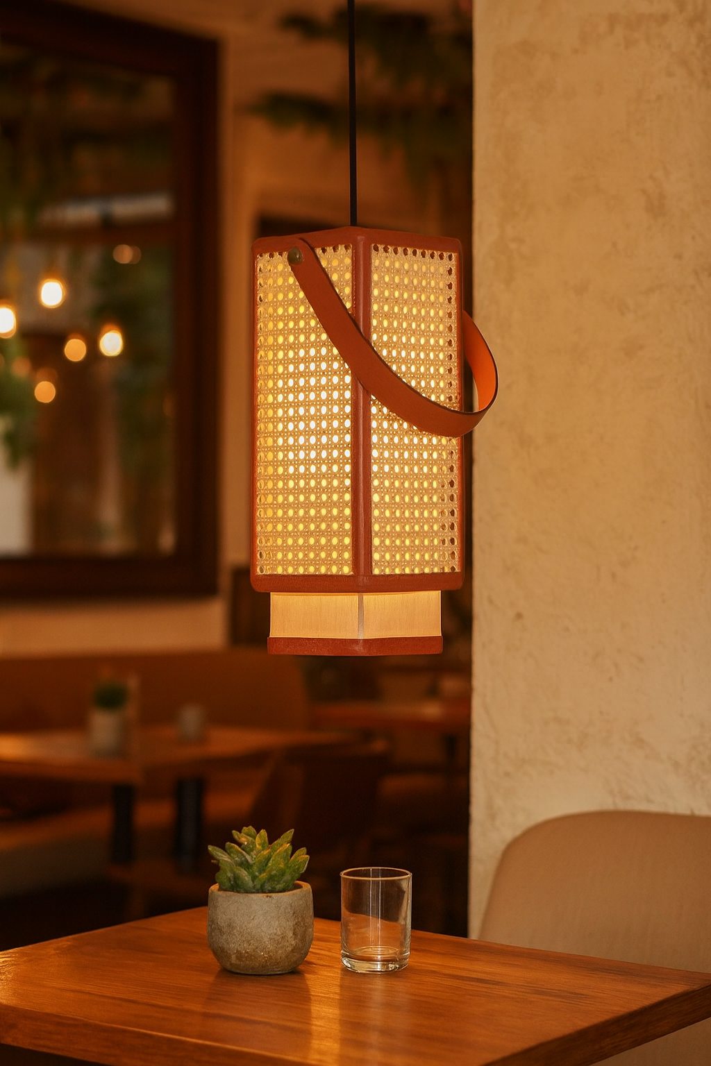 Rattan Hanging lamp for Living Room | Cane Pendant light | Wicker ceiling light - Aayu Vintage Black by Akway - Image 5