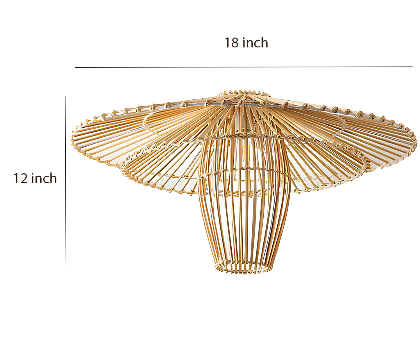 Bamboo Hanging lamp for Living Room | Rattan Pendant light | Cane ceiling light - Adah
