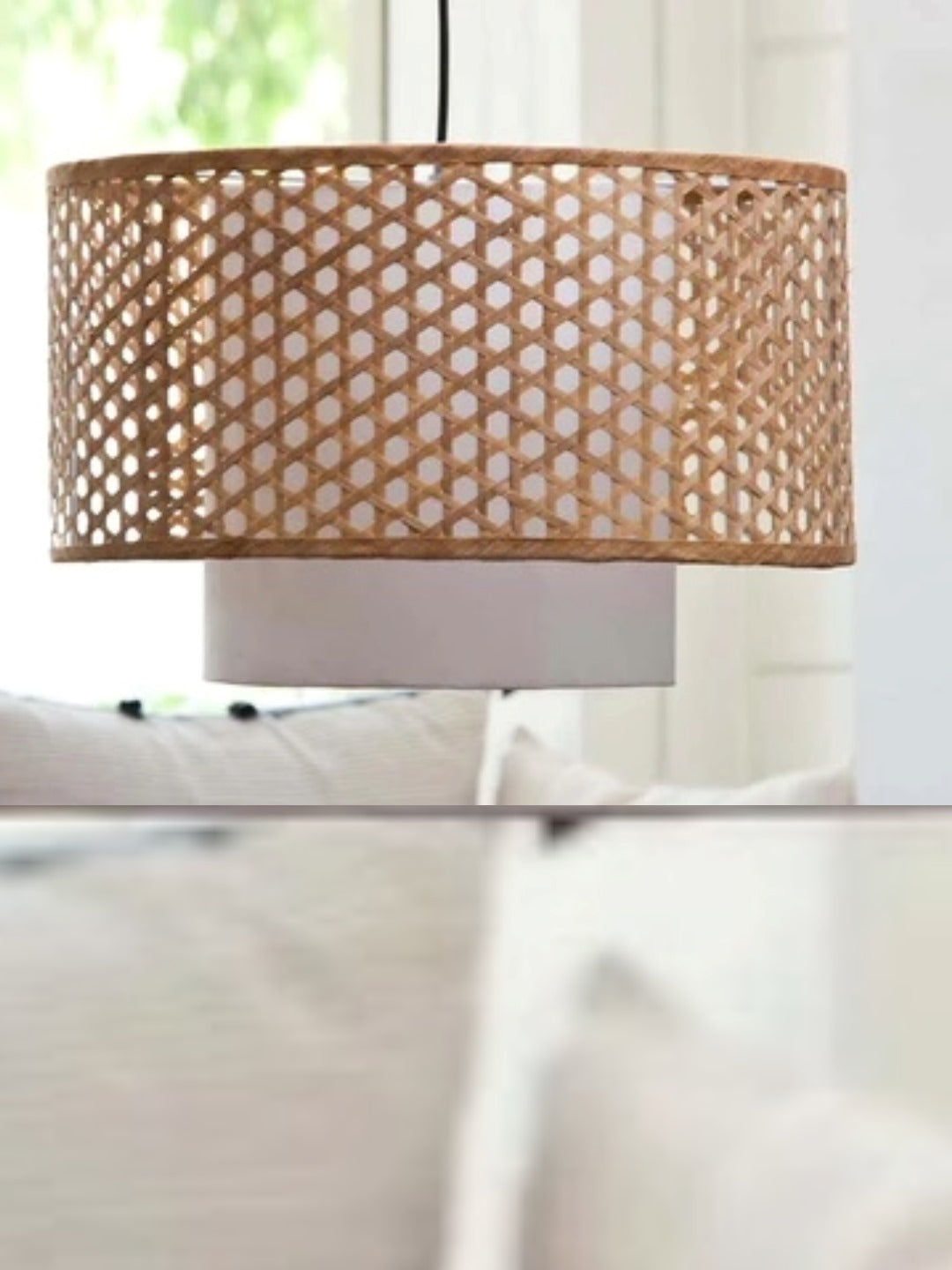 Bamboo Hanging lamp for Living Room | Rattan Pendant light | Cane ceiling light - Amari - Akway