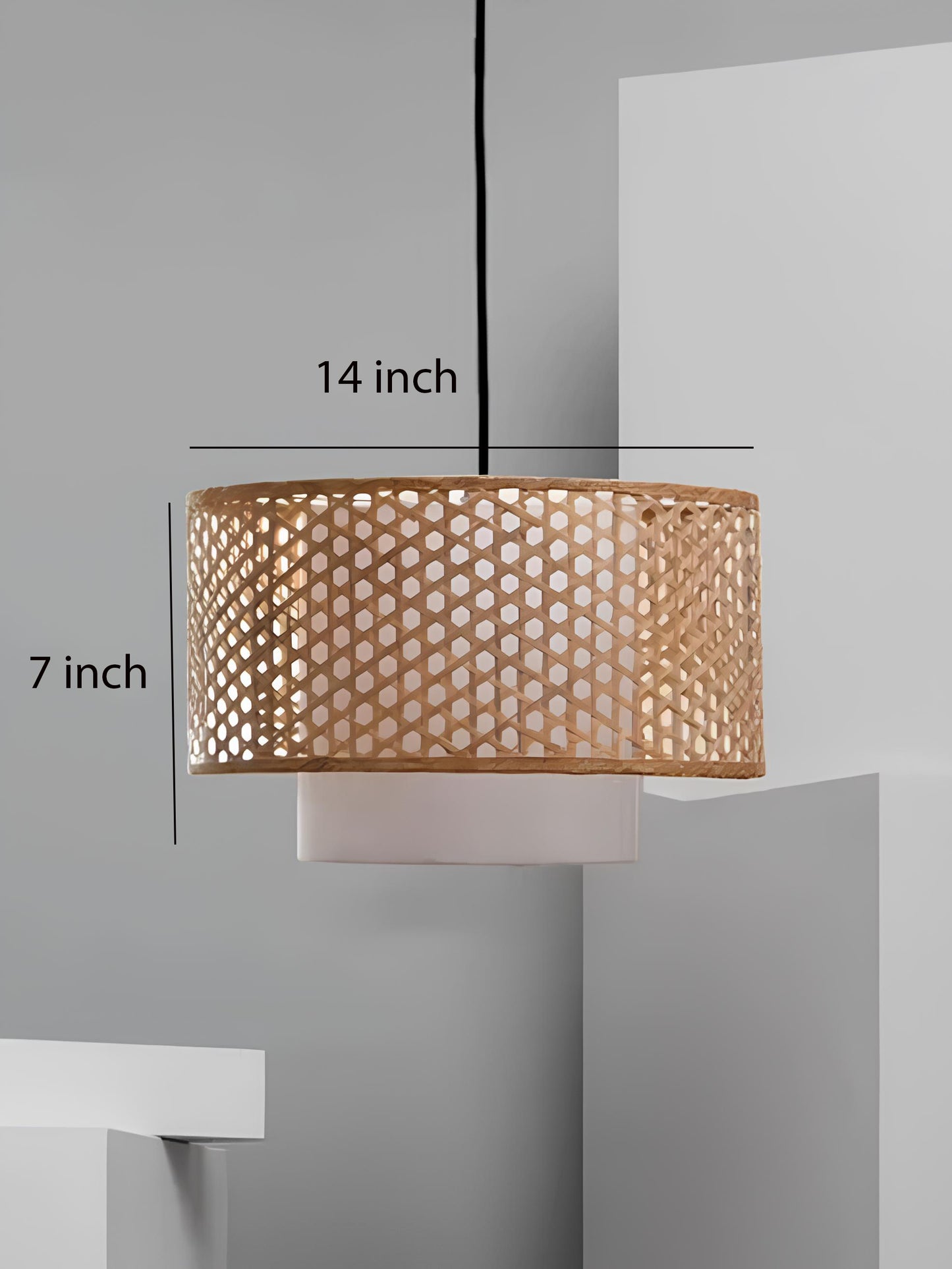 Bamboo Hanging lamp for Living Room | Rattan Pendant light | Cane ceiling light - Adrian - Akway Lighting > Pendant Lights (I
