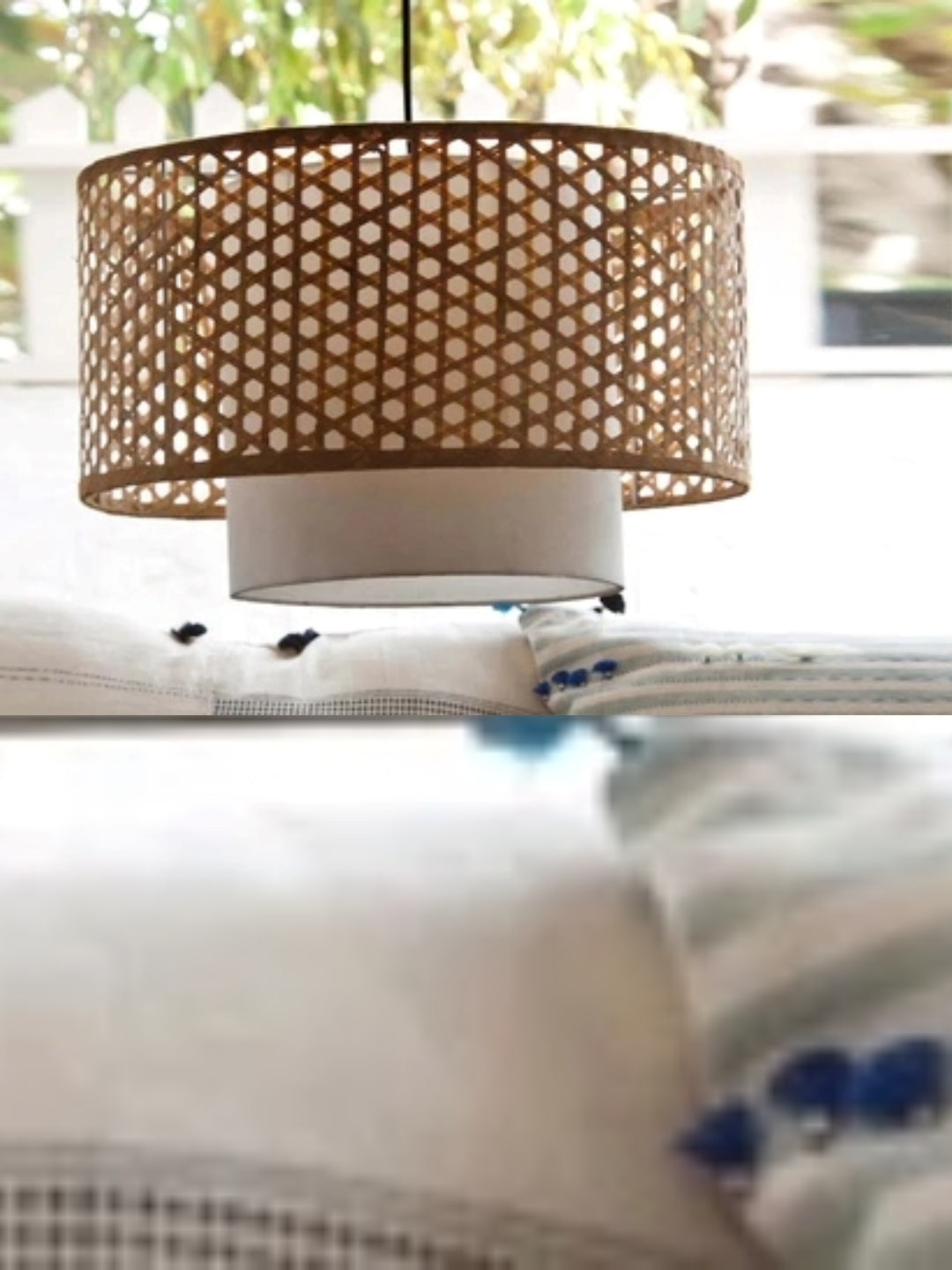 Bamboo Hanging lamp for Living Room | Rattan Pendant light | Cane ceiling light - Amari - Akway