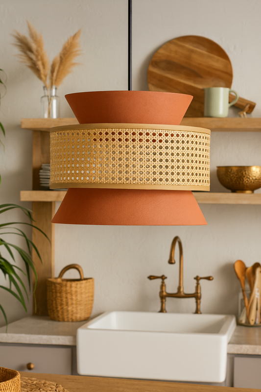 Bamboo Hanging lamp for Living Room | Rattan Pendant light | Cane ceiling light -Aiden by Akway - Image 1