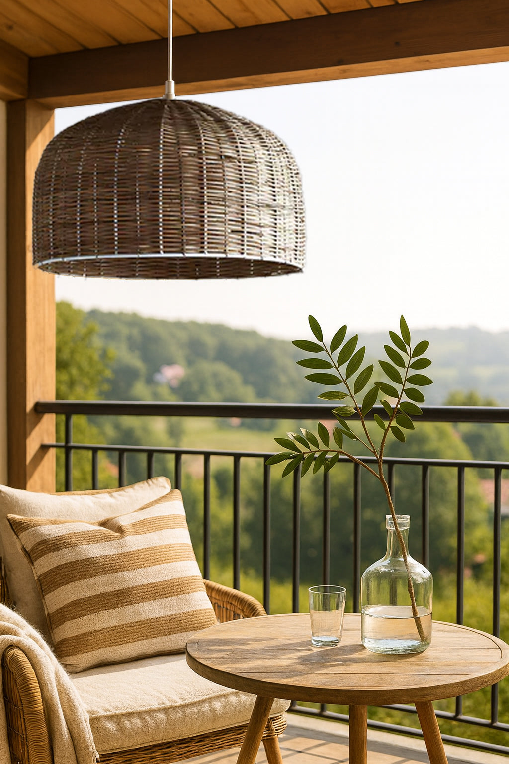 Bamboo Hanging lamp for Living Room | Rattan Pendant light | Cane ceiling light - Akanksh by Akway - Image 5