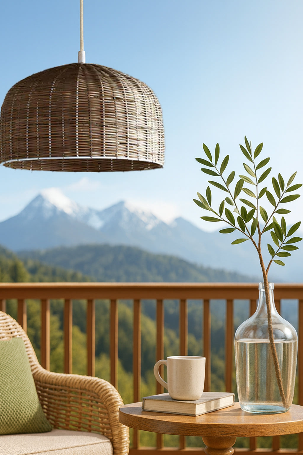 Bamboo Hanging lamp for Living Room | Rattan Pendant light | Cane ceiling light - Akanksh by Akway - Image 2
