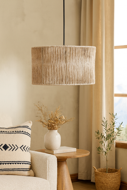 Rattan Seagrass Paper Raffia Kauna Grass Wicker Lamp Pendant Light-Allure by Akway - Image 4