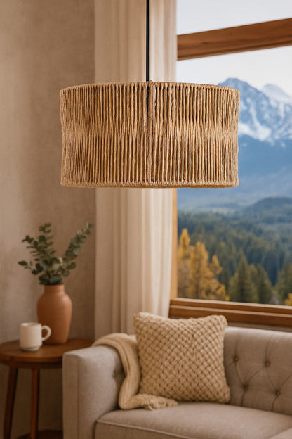 Rattan Seagrass Paper Raffia Kauna Grass Wicker Lamp Pendant Light-Allure by Akway - Image 3