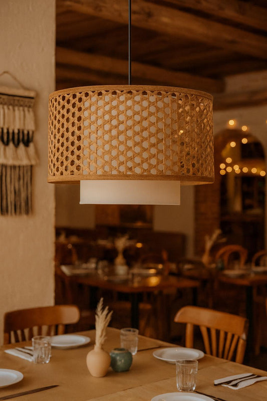 Bamboo Hanging lamp for Living Room | Rattan Pendant light | Cane ceiling light - Amari by Akway - Image 1