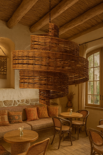 Bamboo Hanging lamp for Living Room | Rattan Pendant light | Cane ceiling light - Anaka by Akway - Image 4