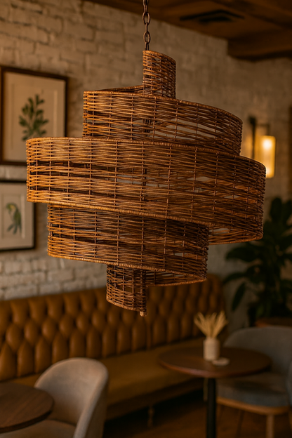 Bamboo Hanging lamp for Living Room | Rattan Pendant light | Cane ceiling light - Anaka by Akway - Image 5