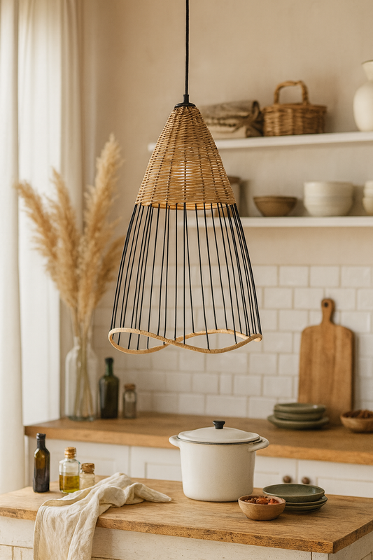 Bamboo Hanging lamp for Living Room | Rattan Pendant light | Cane ceiling light - Angel by Akway - Image 1