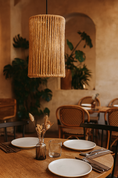 Rattan Seagrass Paper Raffia Kauna Grass Wicker Lamp Pendant Light-Anissa by Akway - Image 4