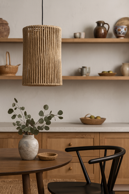Rattan Seagrass Paper Raffia Kauna Grass Wicker Lamp Pendant Light-Anissa by Akway - Image 2