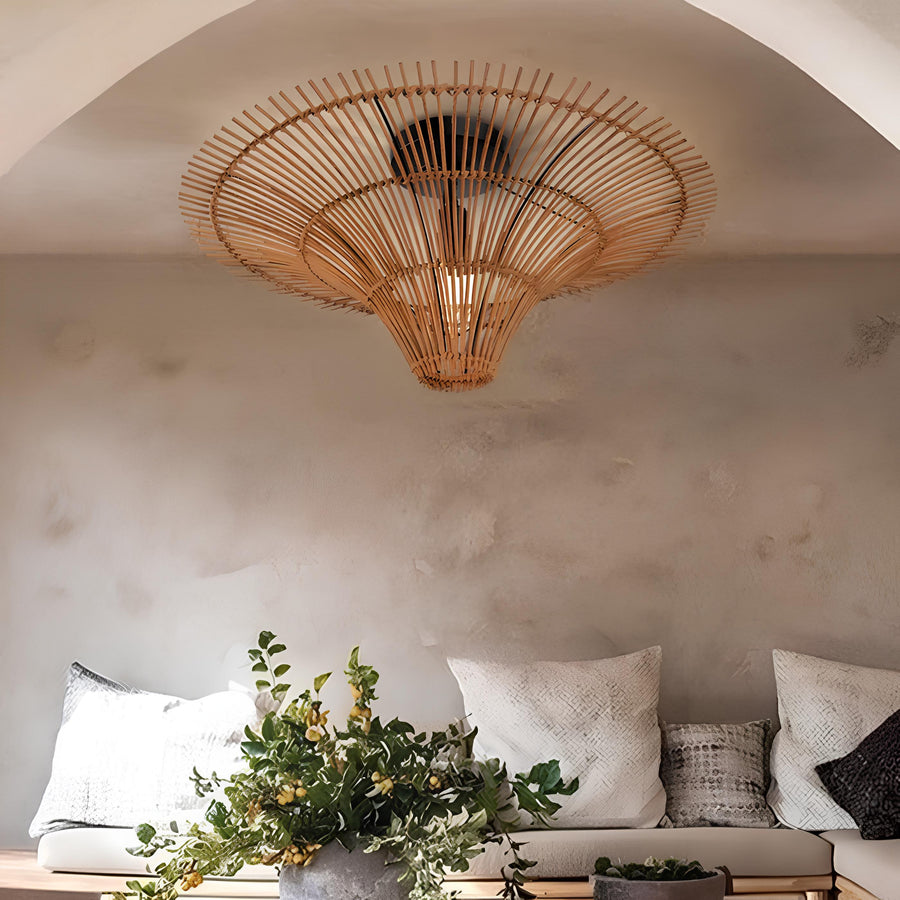 Ceiling Flush Mount Lamp for Living Room | Jute Pendant light | Jute ceiling light - Veronica - Akway Uncategorized (Image 2)
