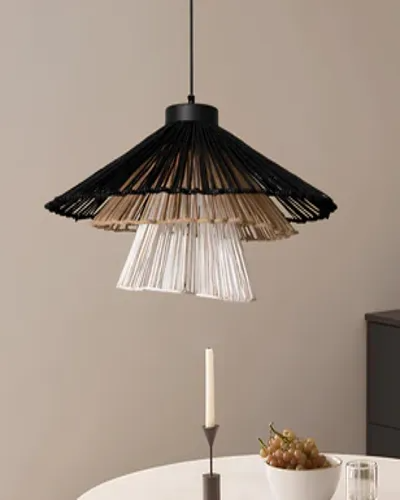Bamboo Hanging lamp for Living Room | Rattan Pendant light | Cane ceiling light - Artha - Akway Home > Pendant Lights (Image 