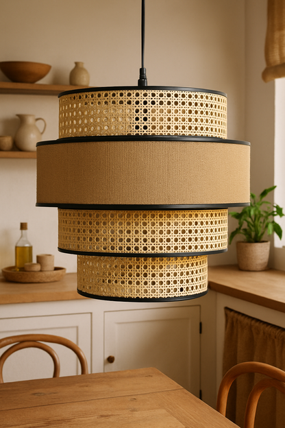 Bamboo Hanging lamp for Living Room | Rattan Pendant light | Cane ceiling light - Aryaman 14 Dia x 16"H by Akway - Image 8