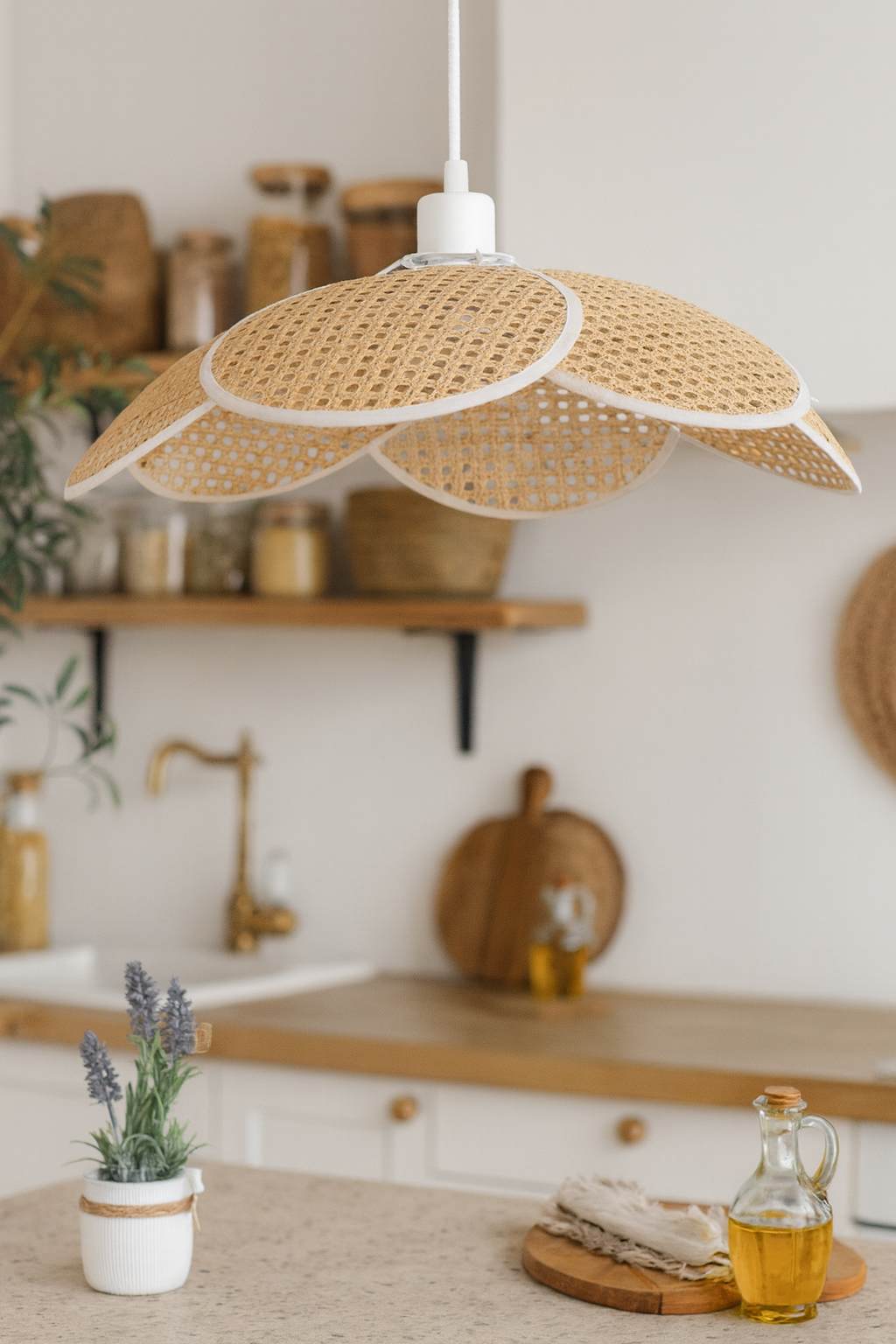 Bamboo Hanging lamp for Living Room | Rattan Pendant light | Cane ceiling light - Asmee by Akway - Image 7
