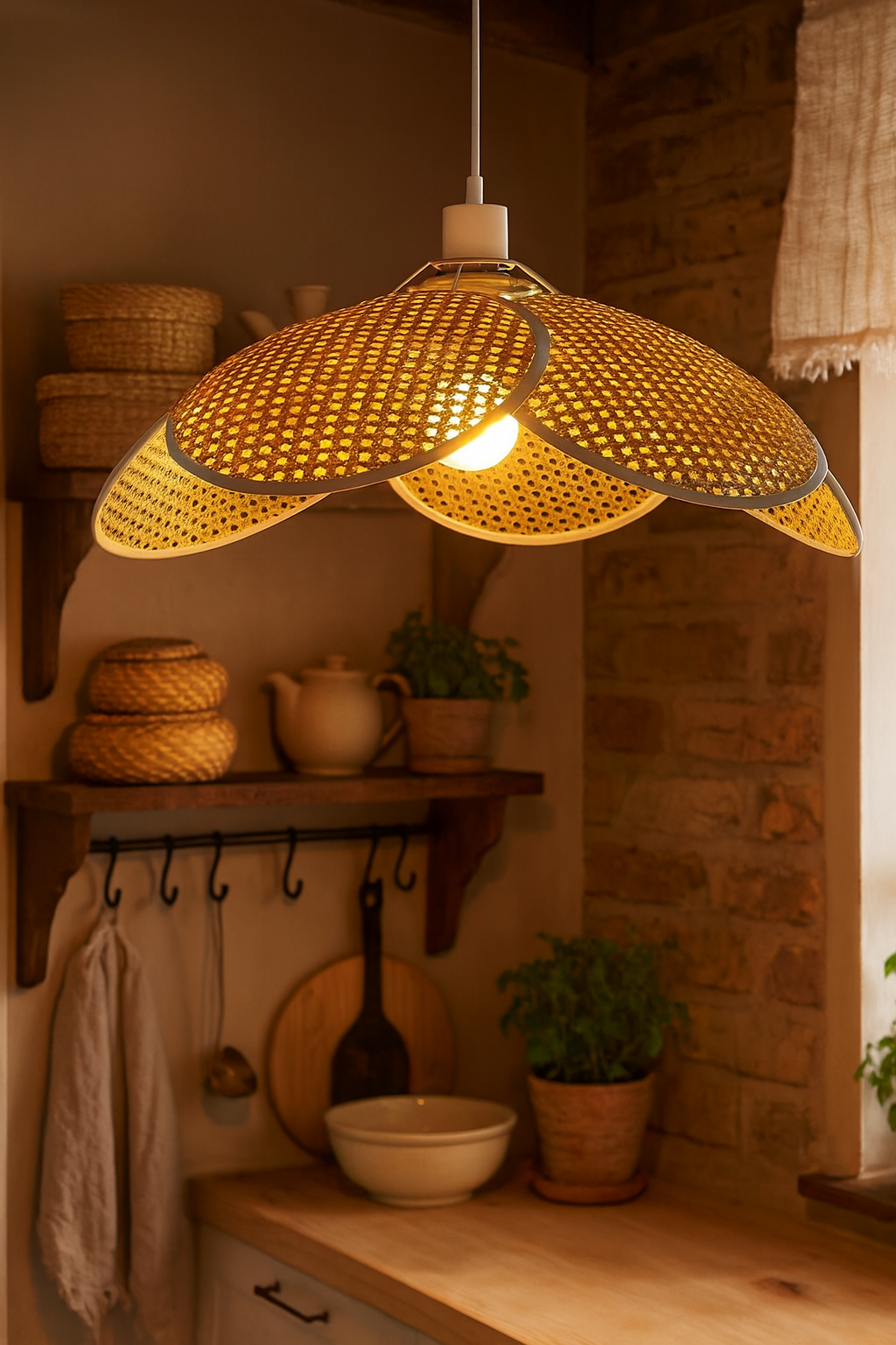 Bamboo Hanging lamp for Living Room | Rattan Pendant light | Cane ceiling light - Asmee by Akway - Image 5