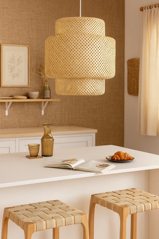 Bamboo Hanging lamp for Living Room | Rattan Pendant light | Cane ceiling light - Aurora by Akway - Image 1