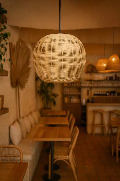 Bamboo Hanging lamp for Living Room | Rattan Pendant light | Cane ceiling light - Avril by Akway - Image 6