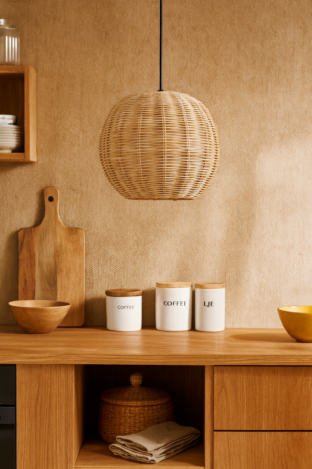 Bamboo Hanging lamp for Living Room | Rattan Pendant light | Cane ceiling light - Avril by Akway - Image 7