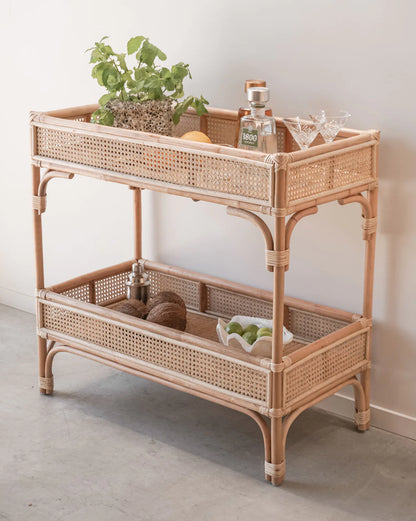 Rattan Bedside Table | Cane Side table | Bamboo table - Asmee - Akway