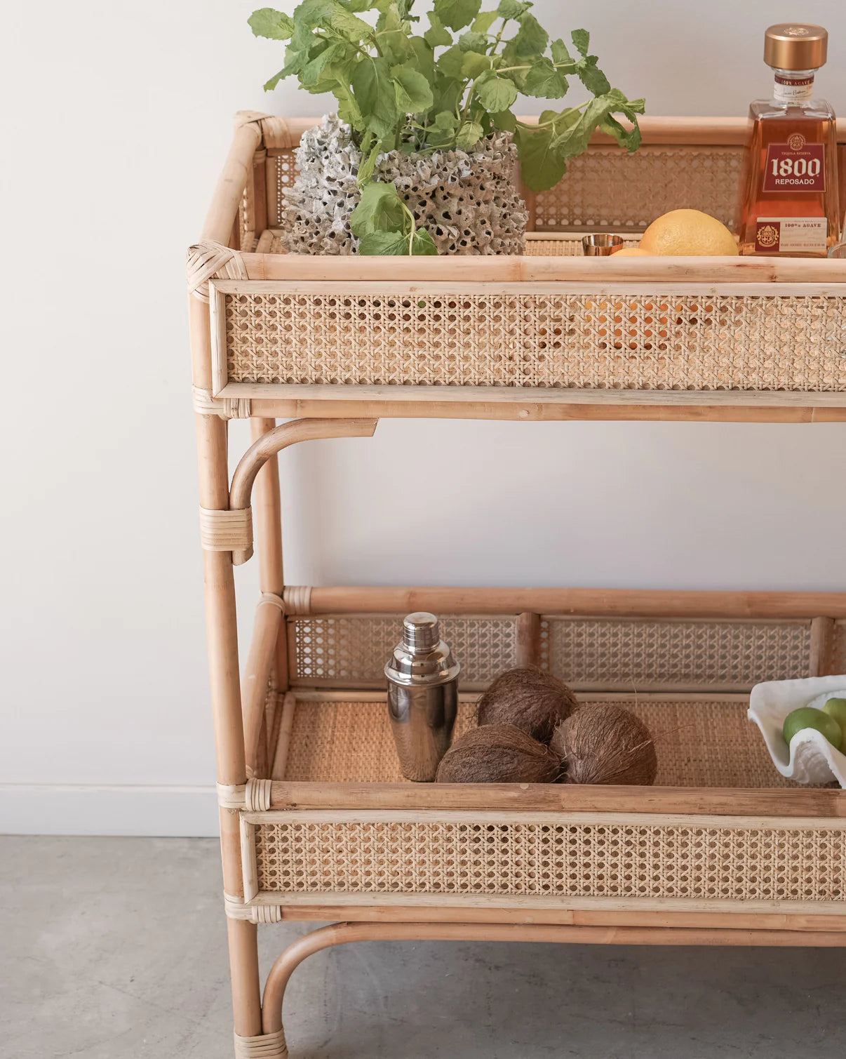 Rattan Bedside Table | Cane Side table | Bamboo table - Asmee - Akway