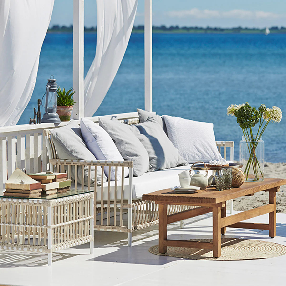 Cane Outdoor Sofa | Cane garden sofa - Rebecca - Akway