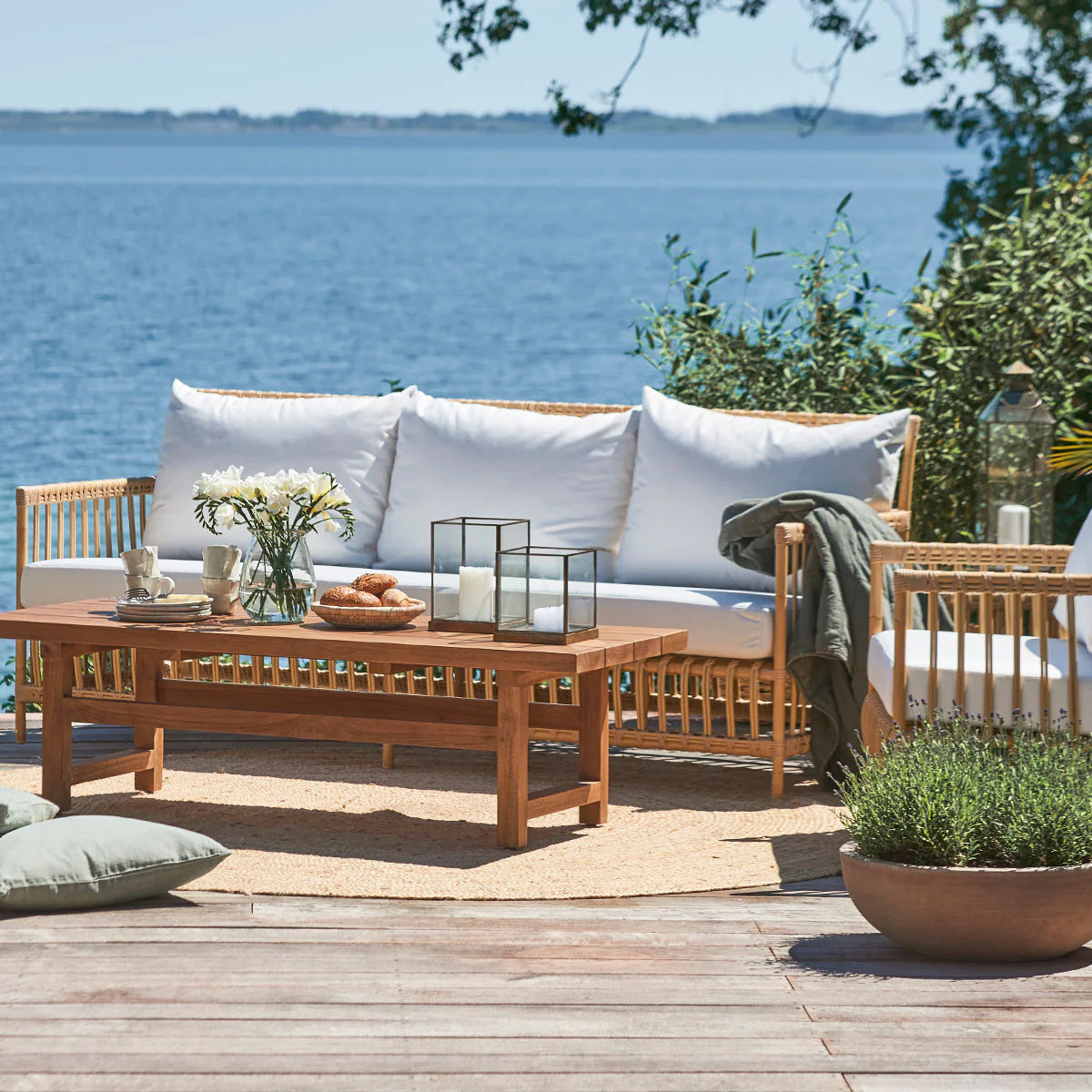 Cane Outdoor Sofa | Cane garden sofa - Rebecca - Akway