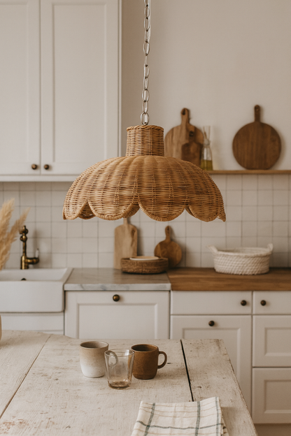 Rattan Hanging lamp for Living Room | Cane Pendant light | Wicker ceiling light - Casata by Akway - Image 4