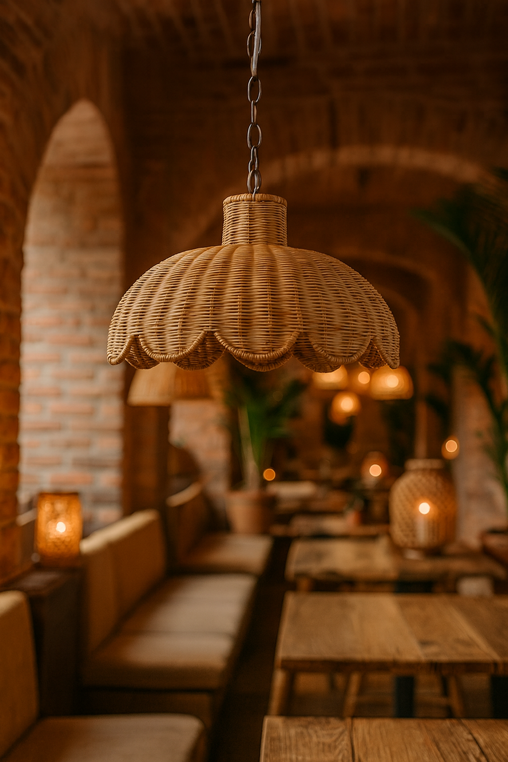 Rattan Hanging lamp for Living Room | Cane Pendant light | Wicker ceiling light - Casata by Akway - Image 2