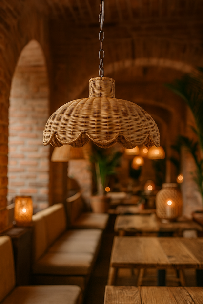 Rattan Hanging lamp for Living Room | Cane Pendant light | Wicker ceiling light - Casata by Akway - Image 2