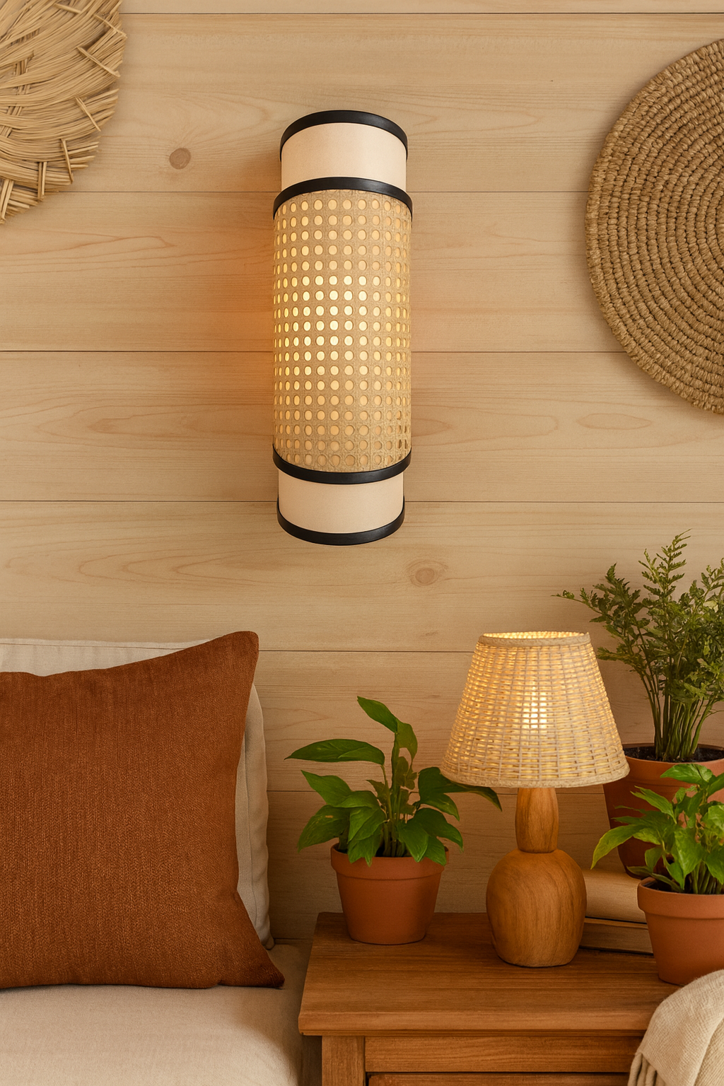 Rattan Wall Lamp | Bamboo Wall Lamp | Cane Wall Lamp - BOOKER - Image 4
