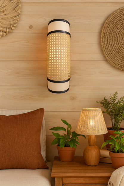 Rattan Wall Lamp | Bamboo Wall Lamp | Cane Wall Lamp - BOOKER - Image 4