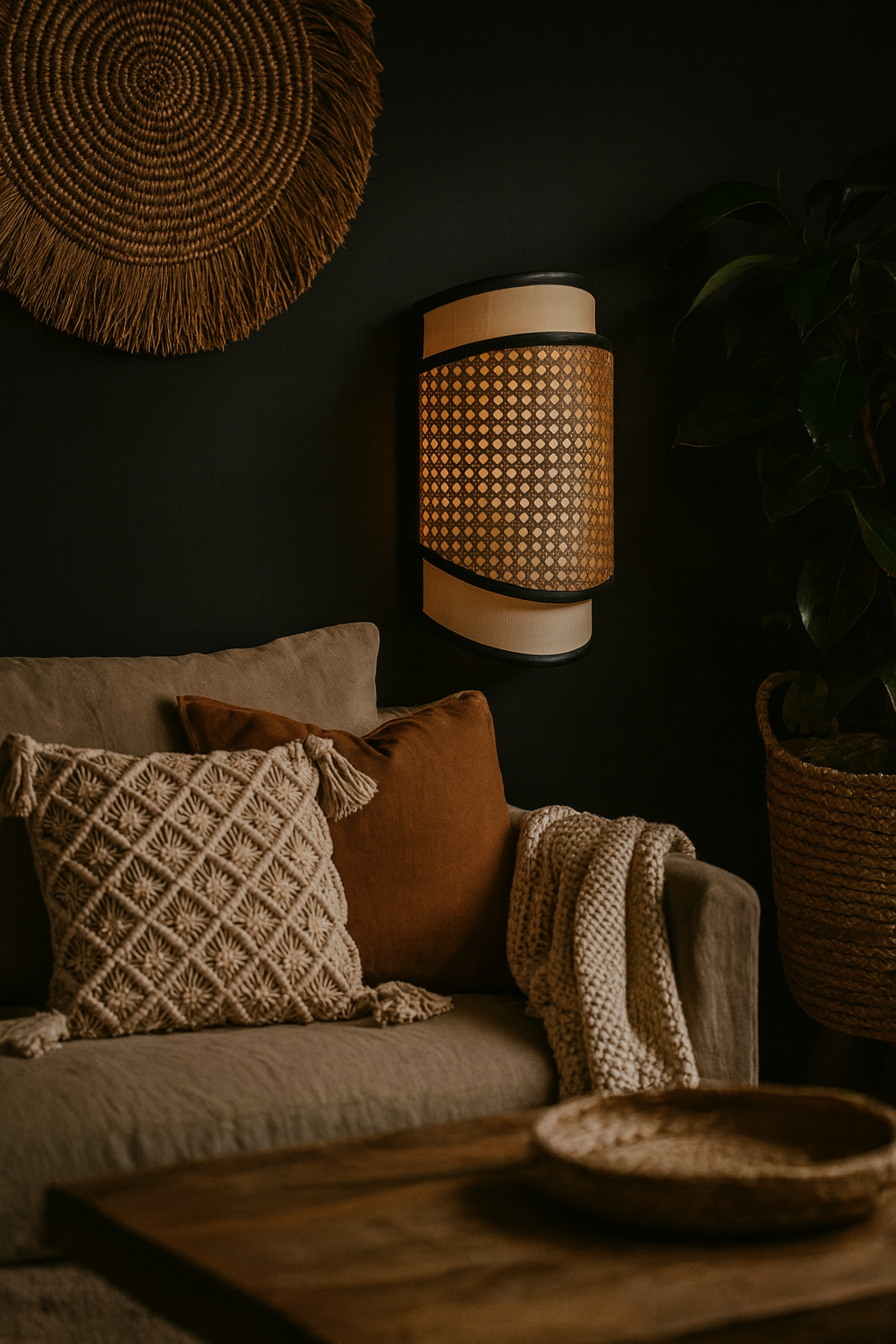 Rattan Wall Lamp | Bamboo Wall Lamp | Cane Wall Lamp - BOOKER - Image 3