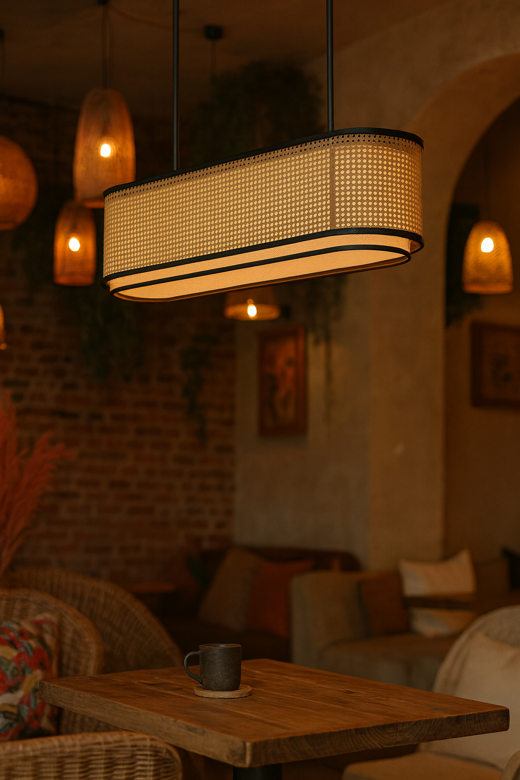 Rattan Hanging Lamp | Bamboo Hanging Lamp | Cane Hanging Lamp - JEMMA - Image 3