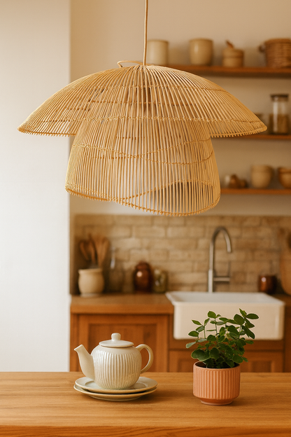 Bamboo Hanging lamp for Living Room | Rattan Pendant light | Cane ceiling light - Anala by Akway - Image 7