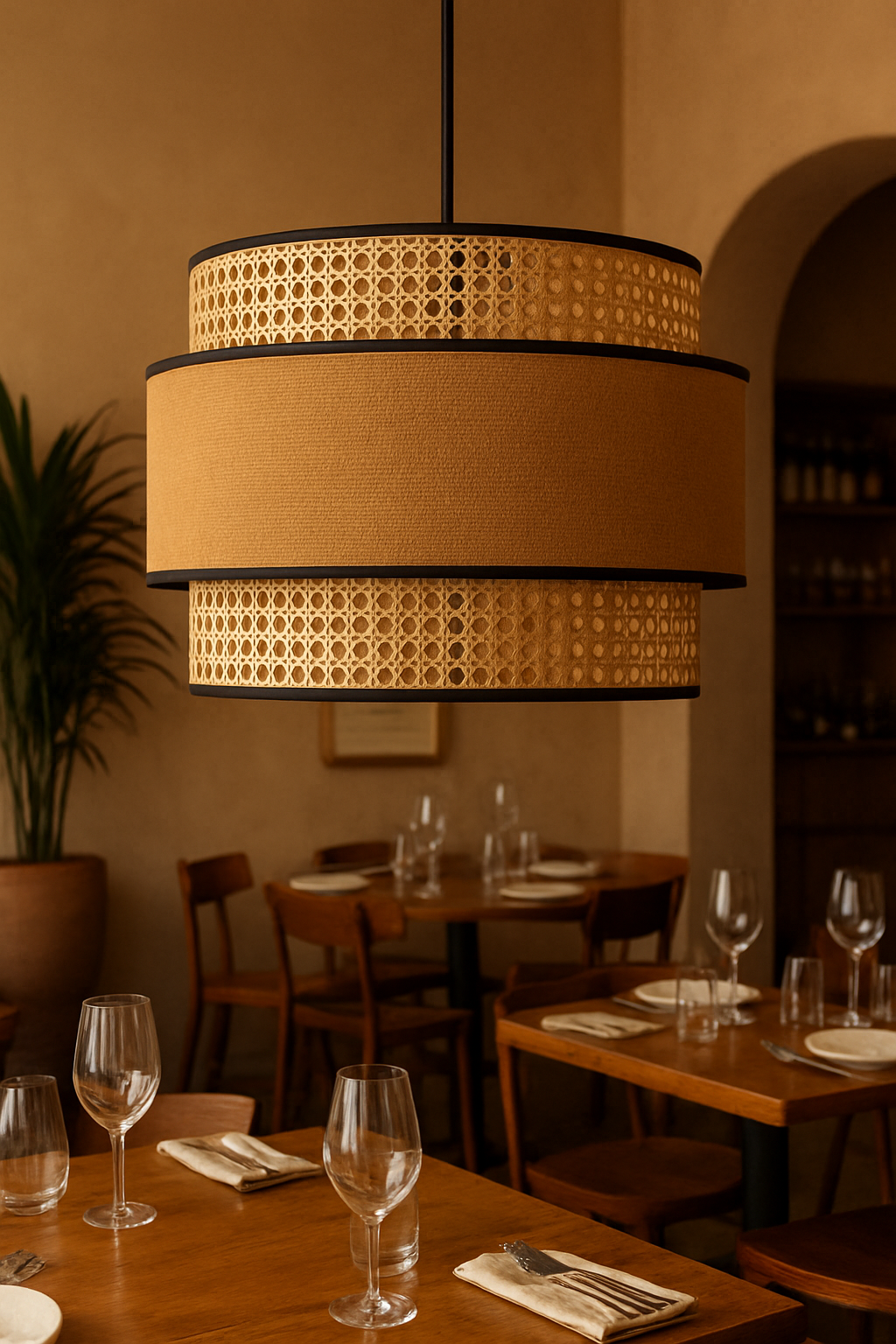 Bamboo Hanging lamp for Living Room | Rattan Pendant light | Cane ceiling light - Adhrit