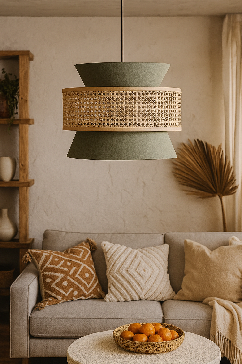 Bamboo Hanging lamp for Living Room | Rattan Pendant light | Cane ceiling light - Amelia by Akway - Image 1