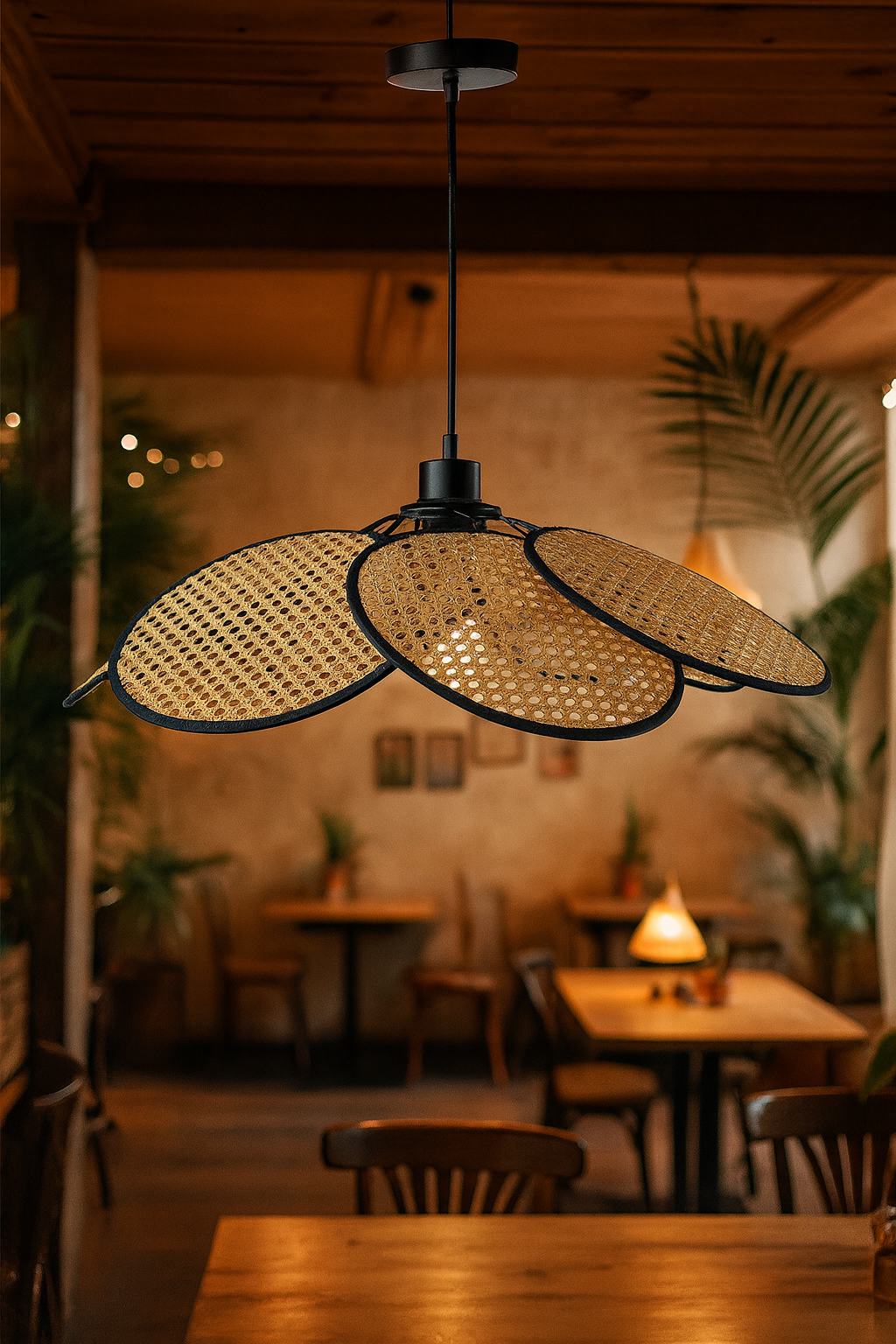 Bamboo Hanging lamp for Living Room | Rattan Pendant light | Cane ceiling light - Ishita by Akway - Image 2