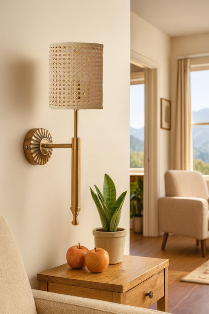 Cane Wall Lamp For Living Room | Bamboo Wall Light - Daksha