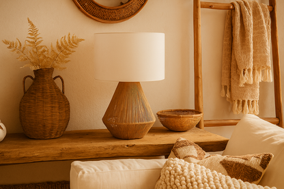 Rattan Table lamp for Living room | Bamboo Bedside table lamp | Cane Table lamp -Diva