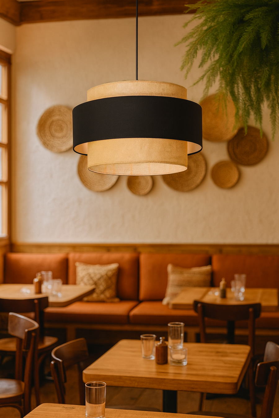 Jute Pendant Light for Living Room 12 Inch - Disha by Akway