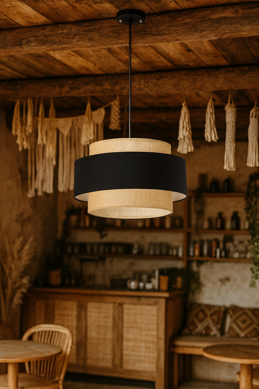 Jute Hanging lamp for Living Room | Jute Pendant light | Jute ceiling light -Disha 12" Dia x 10" H by Akway - Image 5