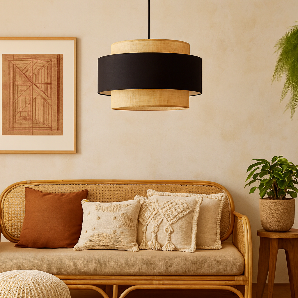 Jute Hanging lamp for Living Room | Jute Pendant light | Jute ceiling light -Disha 12" Dia x 10" H by Akway - Image 4