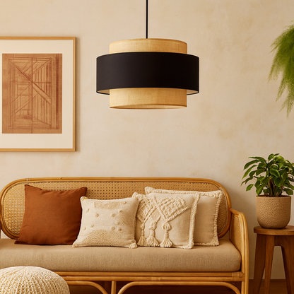 Jute Hanging lamp for Living Room | Jute Pendant light | Jute ceiling light -Disha 12" Dia x 10" H by Akway - Image 4