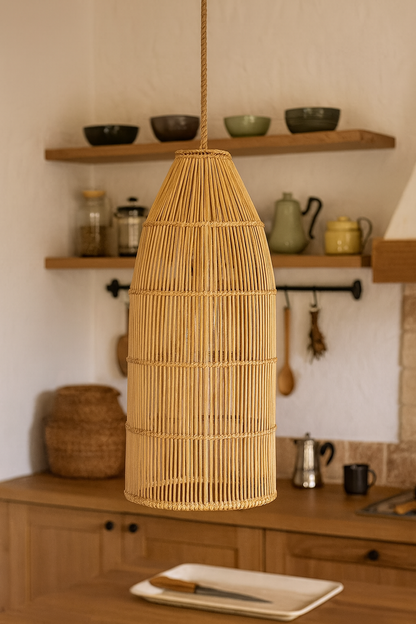 Bamboo Hanging lamp for Living Room | Rattan Pendant light | Cane ceiling light - Durga by Akway - Image 3